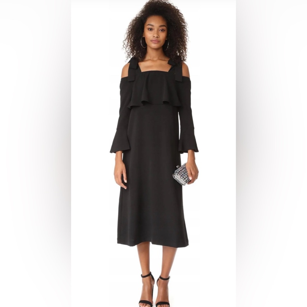 Ganni tie shoulder midi dress